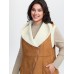 Suede Fluffy Zipper Hooded Vest Coat