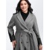 Color Contrast Belted Lace Coat