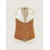 Suede Fluffy Zipper Hooded Vest Coat