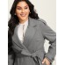 Herringbone Button Belted Lined Coat