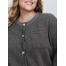 Round Neck Ribbed Hem Button Coat