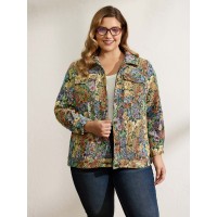 Floral Textured Lined Pockets Coat
