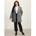 Herringbone Button Belted Lined Coat