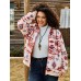 Holiday Pattern Zipper Contrast Jacket