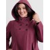 Hooded Pleated Pockets Waist-Defining Coat Hooded Pleated Pockets Waist-Defining Coat
