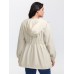 Drawstring Waist Pockets Hooded Coat