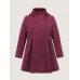 Hooded Pleated Pockets Waist-Defining Coat Hooded Pleated Pockets Waist-Defining Coat