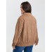 Stretchy Hem Zipper Solid Jacket