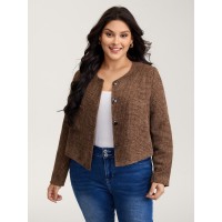 Flocked Textured Button Pockets Jacket