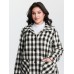 Gingham Doll Collar Pockets Coat