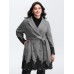 Color Contrast Belted Lace Coat