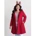Ruffle Trim Waist-Defining Pockets Coat