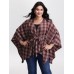 Plaid Asymmetrical Hem Cinched-Waist Coat