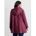 Hooded Pleated Pockets Waist-Defining Coat Hooded Pleated Pockets Waist-Defining Coat