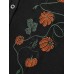 Floral Embroidery Stretch Knit Button Top