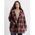 Plaid Fleece Hooded Button Coat