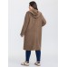 Hooded Relaxed-Fit Horn Button Long Coat