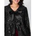 Sequin Bowtie Cropped Coat