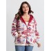Holiday Pattern Zipper Contrast Jacket