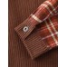 Plaid Pattern Contrast Button Coat