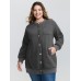 Round Neck Ribbed Hem Button Coat