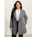 Herringbone Button Belted Lined Coat