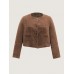Flocked Textured Button Pockets Jacket
