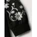 Floral Embroidered Sleeve Slant Pockets Coat