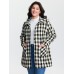 Gingham Doll Collar Pockets Coat