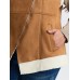 Suede Fluffy Zipper Hooded Vest Coat