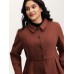 Pleated Curvy Hem Button Blazer