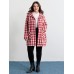 Gingham Doll Collar Pockets Coat
