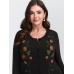 Floral Embroidery Stretch Knit Button Top
