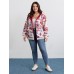 Holiday Pattern Zipper Contrast Jacket