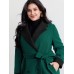 Color Contrast Belted Lined Coat