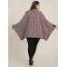 Houndstooth Contrast Dolman Sleeve Suit Collar Belted Coat