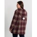 Plaid Fleece Hooded Button Coat