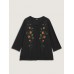 Floral Embroidery Stretch Knit Button Top