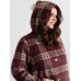Plaid Fleece Hooded Button Coat