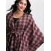Plaid Asymmetrical Hem Cinched-Waist Coat