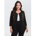 Floral Embroidery Stretch Knit Button Top