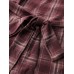 Plaid Asymmetrical Hem Cinched-Waist Coat