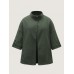Rolled Button Sleeve Pockets Coat